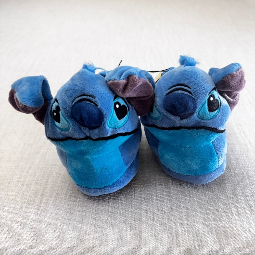 Disney‎ Stitch Kids Pop Up Ears Plush Slippers Blue Size 11/12 NEW